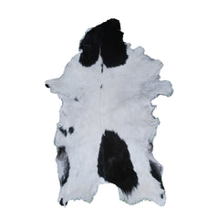 Hair-On Goat Skin Rug - Black and White Design for Unique Living Spaces - Celestial Leather Limited