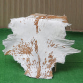 Luxurious Brown & White Genuine Goat Skin Rug for Home Décor - Celestial Leather Limited