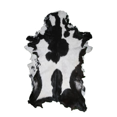 Genuine Goat Skin Rug - Black and White Pattern for Rustic Home Style