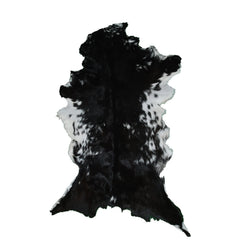 Luxury Black & White Goatskin Rug - Modern Décor, Soft - Pet-Friendly, Unique Natural Hair on Leather, Eco-Friendly Wall Art