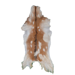 Brown and White Handmade Goat Skin Rug – Classic Elegance for Your Home