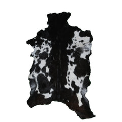 Black and White Handmade Goat Skin Rug – Rustic Charm for Your Home