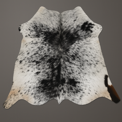 Luxurious Bold Grey & White Cowhide Rug | Medium Size | Hypoallergenic - Non-Slip | Handcrafted Natural Hide | Unique Black - White Markings