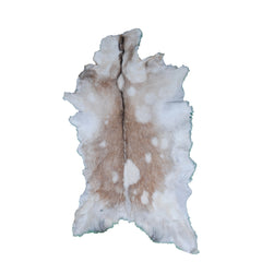 Brown and White Handmade Goat Skin Rug – Classic Elegance for Your Home