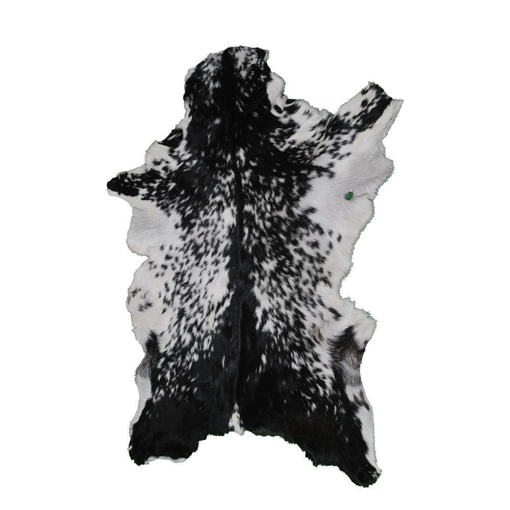 Luxurious Handmade Black & White Goat Skin Rug - Soft, Pet-Friendly, Hypoallergenic, & Eco-Friendly - Unique Statement Piece for Your Home - Celestial Leather Limited