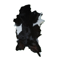 Black and White Handmade Goat Skin Rug – Rustic Charm for Your Home