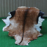 Goat Skin Rug: Tri-Color genuine Goat hide rug