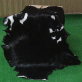 Authentic Hair-On Goat Skin Rug - Black and White Pattern for Luxe Décor
