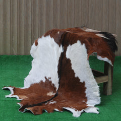 Handcrafted Dark Brown Goat Skin Rug - Genuine Leather for Luxurious Décor