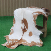 Rustic Brown and White Goat Skin Rug - Unique Pattern for Modern and Classic Décor - Celestial Leather Limited