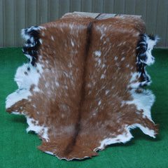Goat Skin Rug: Tri-Color genuine Goat hide rug