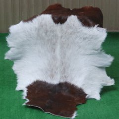 Luxurious Dark Brown Goat Skin Rug - Genuine Hair-On Leather for Elegant Décor