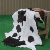 Rustic Black and White Goat Hide Rug - Perfect for Floor or Wall Décor - Celestial Leather Limited