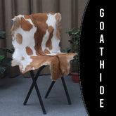 Decorative Brown and White Goat Hide Rug - Perfect for Floor or Wall Accents