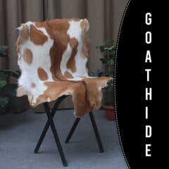 Decorative Brown and White Goat Hide Rug - Perfect for Floor or Wall Accents