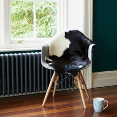 Authentic Black and White Goat Skin Rug - Perfect for Modern and Classic Décor