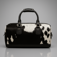 Handcrafted Cowhide Leather Travel Duffle with Pony Hair Finish - Stylish & Durable Shoulder Tote Bag for Men - Women