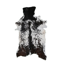 Decorative Black and White Goat Skin Rug - Genuine Leather for Sophisticated Spaces