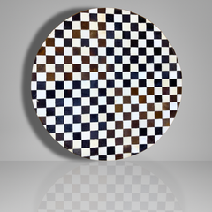 Artisan Round Hair-On Cowhide Checkerboard Rug (9 sq ft)