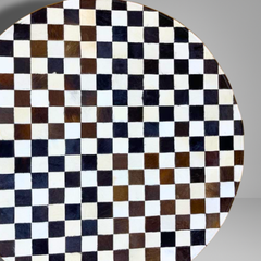 Artisan Round Hair-On Cowhide Checkerboard Rug (9 sq ft)