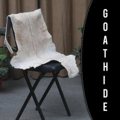 Brown and White Handmade Goat Skin Rug – Classic Elegance for Your Home