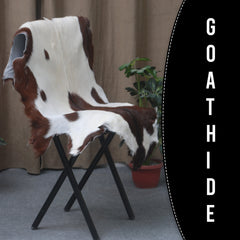 Handcrafted Dark Brown Goat Skin Rug - Genuine Leather for Luxurious Décor