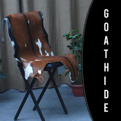 Premium Dark Brown Goat Skin Rug - Rustic Charm for Modern and Classic Interiors