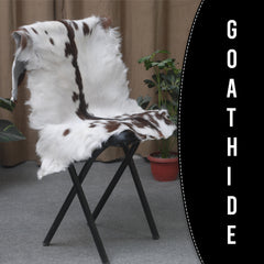 Luxurious Brown & White Goat Skin Rug - Soft, Durable, and Eco-Friendly - Handmade Pure Goat Skin Floor Rug - Non-Slip Suede Back