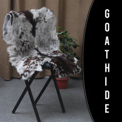 Elegant Black and White Goat Hide Rug - Perfect Accent for Any Room