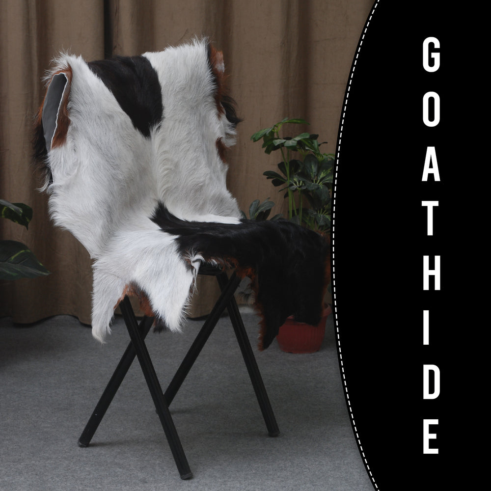 Handcrafted Black and White Goat Skin Rug - Soft and Durable Hair-On Leather - Celestial Leather Limited
