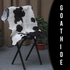 Rustic Black and White Goat Hide Rug - Perfect for Floor or Wall Décor - Celestial Leather Limited