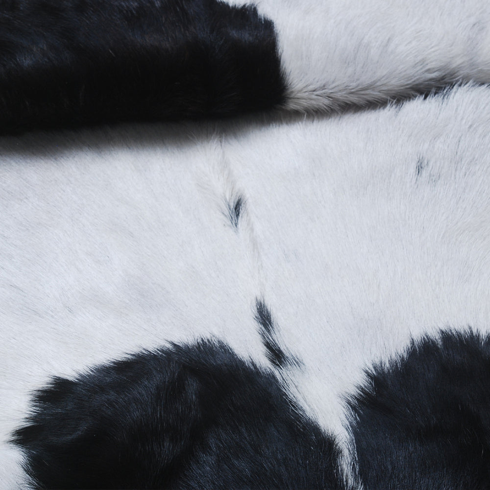 Hair-On Goat Skin Rug - Black and White Design for Unique Living Spaces - Celestial Leather Limited