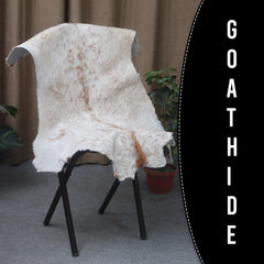 Rustic Brown and White Goat Skin Rug - Unique Pattern for Modern and Classic Décor