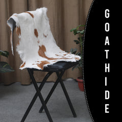 Decorative Brown and White Goat Hide Rug - Perfect for Floor or Wall Accents