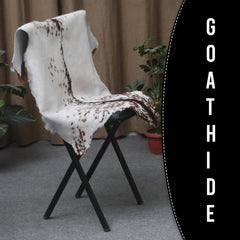 Brown and White Handmade Goat Skin Rug – Classic Elegance for Your Home