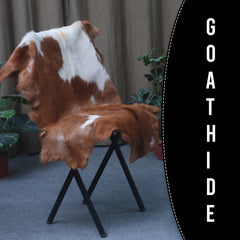 Rustic Dark Brown Goat Hide Rug - Genuine Leather for Timeless Home Styling