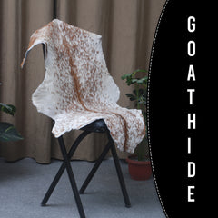 Authentic Hair-On Goat Skin Rug - Brown and White Pattern for Stylish Interiors - Celestial Leather Limited