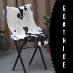 Decorative Black and White Goat Skin Rug - Genuine Leather for Sophisticated Spaces