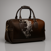 Luxurious Brown and White Cowhide Leather Duffle Bag with Hair on Hide Accents - Handcrafted Weekend Travel Overnight Bag for Men - Unique
