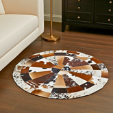 Elite Round Genuine Cowhide Radial Leather Rug (9 sq ft)