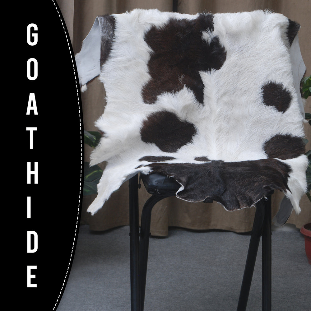 Rustic Black and White Goat Hide Rug - Perfect for Floor or Wall Décor - Celestial Leather Limited