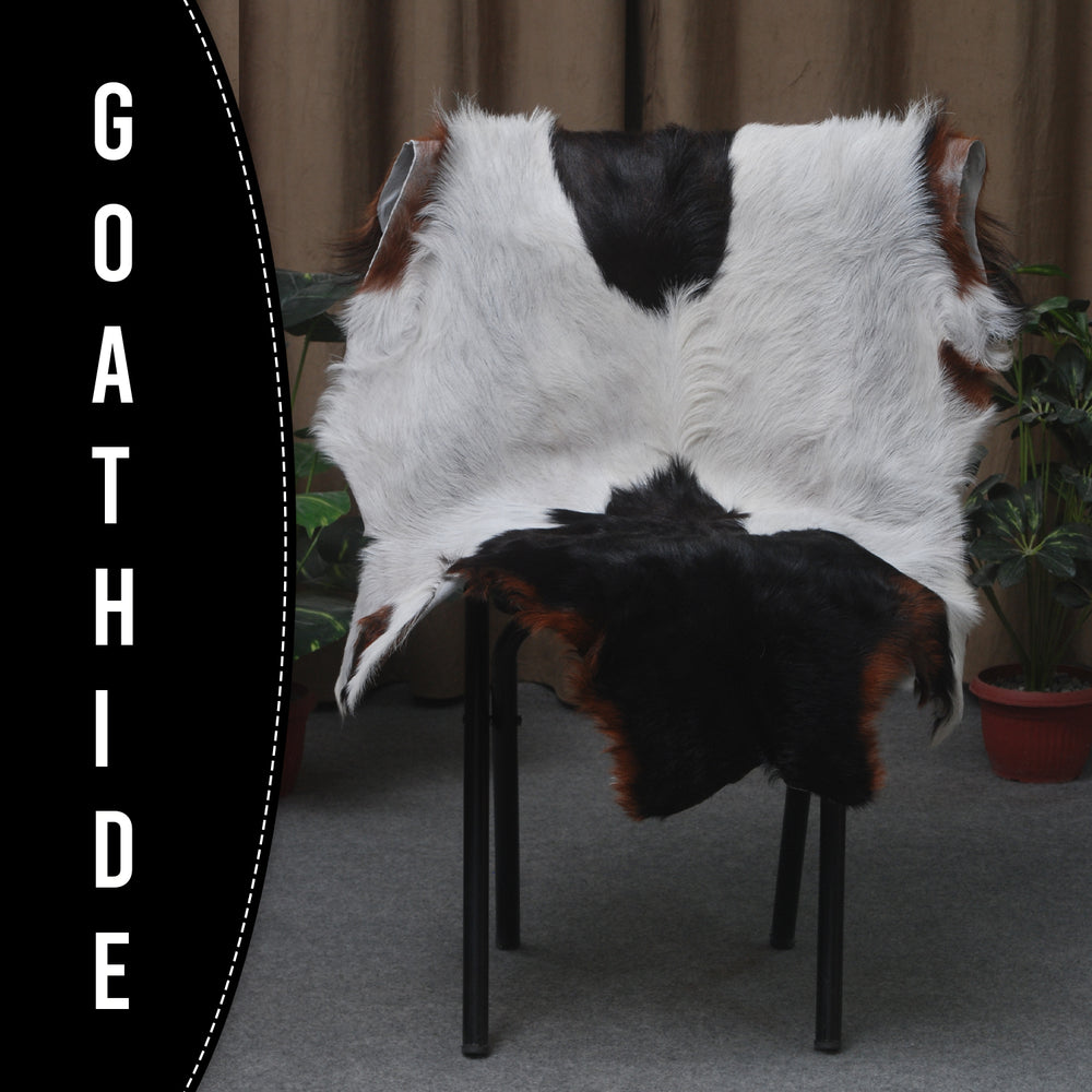 Handcrafted Black and White Goat Skin Rug - Soft and Durable Hair-On Leather - Celestial Leather Limited