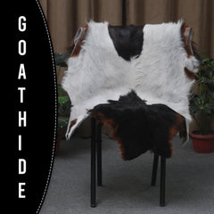 Handcrafted Black and White Goat Skin Rug - Soft and Durable Hair-On Leather - Celestial Leather Limited