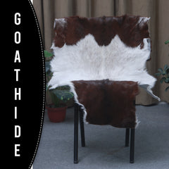 Luxurious Dark Brown Goat Skin Rug - Genuine Hair-On Leather for Elegant Décor