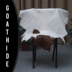 Rustic Dark Brown Goat Hide Rug - Genuine Leather for Timeless Home Styling