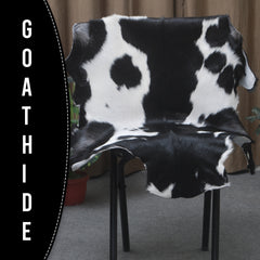 Goat Skin Rug, Black and white Handpicked for Quality, Unique Piece for Sale, Fast UK Delivery