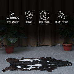 Premium Black and White Goat Skin Rug - Genuine Hair-On Leather for Home Décor - Celestial Leather Limited