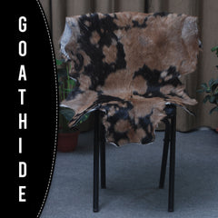 Black and Brown Handmade Goat Skin Rug – Rustic Charm for Your Home