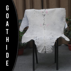 Brown and White Handmade Goat Skin Rug – Classic Elegance for Your Home