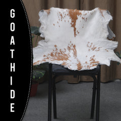 Luxurious Brown & White Genuine Goat Skin Rug for Home Décor - Celestial Leather Limited